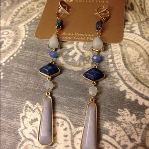 Charming Charlie genuine Lapis gem earrings NWT